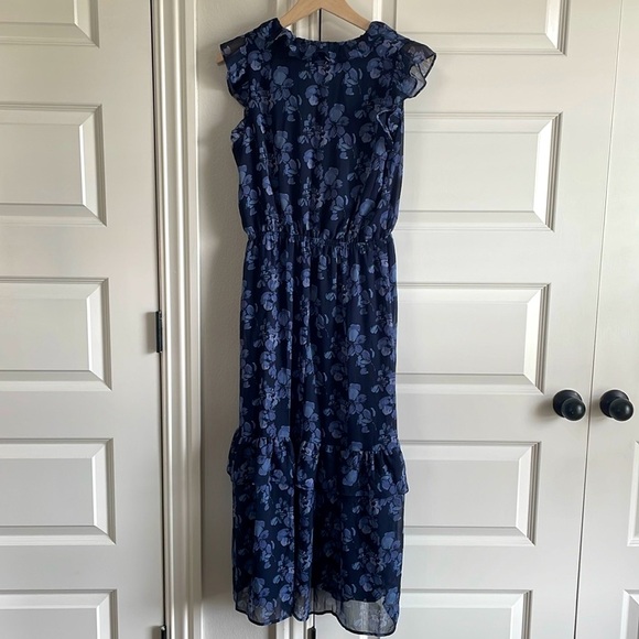 Banana Republic Blue Floral Maxi Dress with ruffles - Picture 2 of 6